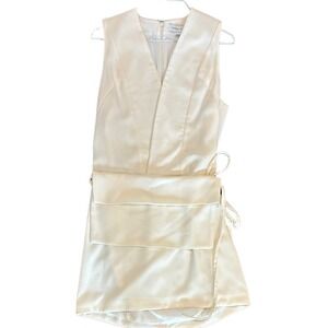 Misha‎ Nonoo Womens Cream Sleeveless V-Neck Side Tie Mini Dress Size 2 D022